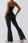 PACK262262-P2-1, Black Halter Flared Yoga Jumpsuit