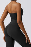 PACK262262-P2-1, Black Halter Flared Yoga Jumpsuit