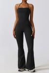 PACK262262-P2-1, Black Halter Flared Yoga Jumpsuit