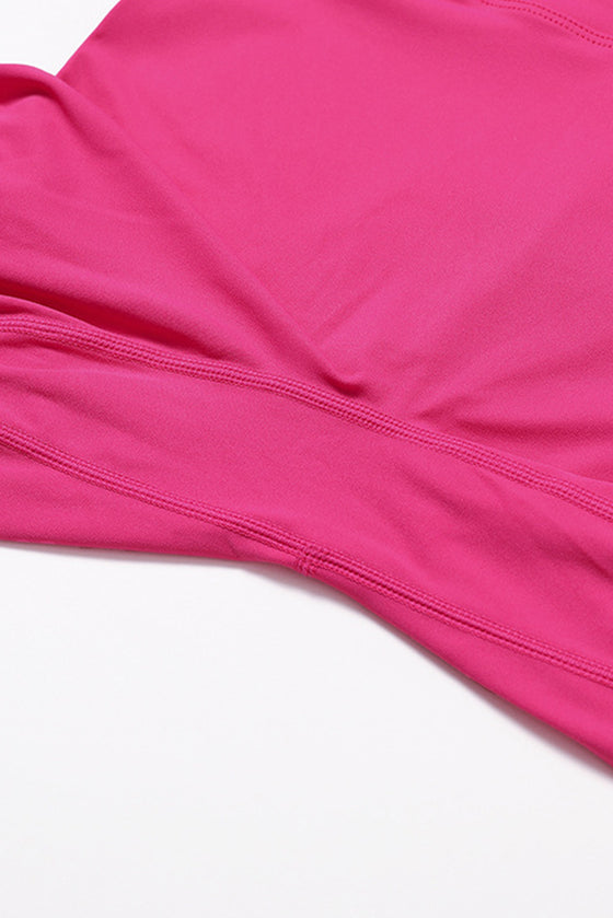 PACK262262-P6-1, Rose Red Halter Flared Yoga Jumpsuit