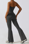 PACK262262-P4011-1, Carbon Grey Halter Flared Yoga Jumpsuit
