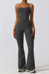 PACK262262-P4011-1, Carbon Grey Halter Flared Yoga Jumpsuit