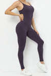 PACK2631200-P108-1, Dark Purple Cut Out Backless Skinny Fit Active Jumpsuit
