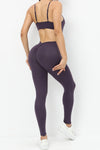 PACK2631200-P108-1, Dark Purple Cut Out Backless Skinny Fit Active Jumpsuit