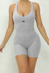 PACK2631197-P1011-1, Light Grey Crisscross Backless Butt Lifting Yoga Romper
