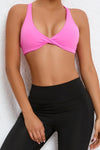 PACK264773-P3010-1, Bonbon Twist Halter Crisscross Backless Sports Bra