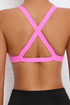 PACK264773-P3010-1, Bonbon Twist Halter Crisscross Backless Sports Bra