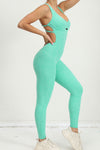PACK2631196-P1009-1, Mint Green Solid Criss Cross Backless Active Jumpsuit