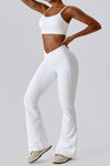 PACK2611633-P1-1, White Active Bra and Arched Flare Pants Workout Set
