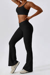 PACK2611633-P2-1, Black Active Bra and Arched Flare Pants Workout Set