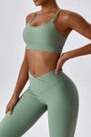 PACK2611633-P1109-1, Grass Green Active Bra and Arched Flare Pants Workout Set