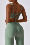 PACK2611633-P1109-1, Grass Green Active Bra and Arched Flare Pants Workout Set