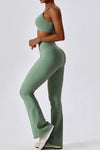 PACK2611633-P1109-1, Grass Green Active Bra and Arched Flare Pants Workout Set