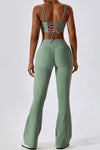 PACK2611633-P1109-1, Grass Green Active Bra and Arched Flare Pants Workout Set