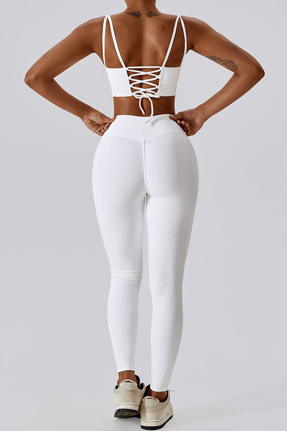 PACK2611634-P1-1, White Active Bra and Arched Leggings Active Workout Set