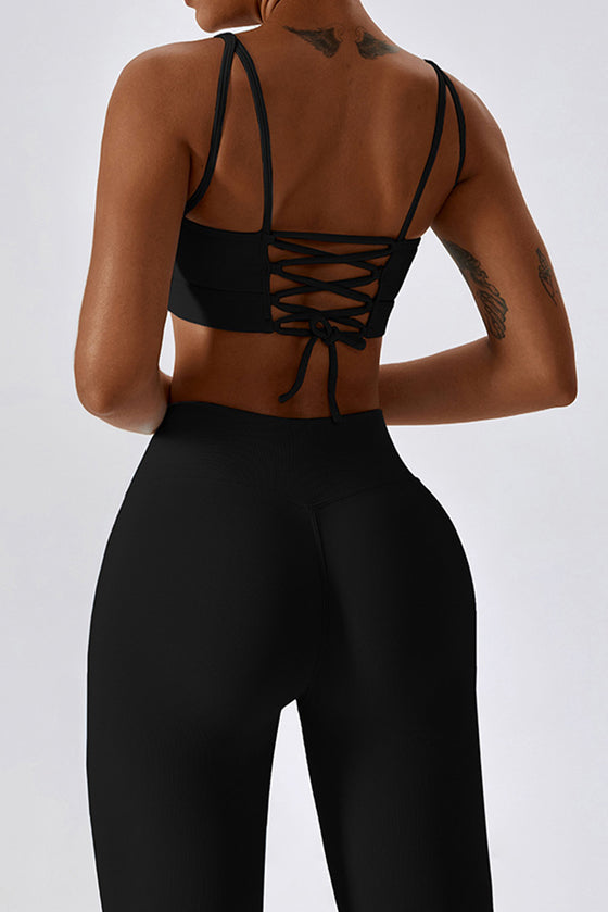 PACK2611634-P2-1, Black Active Bra and Arched Leggings Active Workout Set