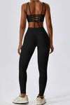 PACK2611634-P2-1, Black Active Bra and Arched Leggings Active Workout Set
