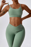 PACK2611634-P1109-1, Grass Green Active Bra and Arched Leggings Active Workout Set