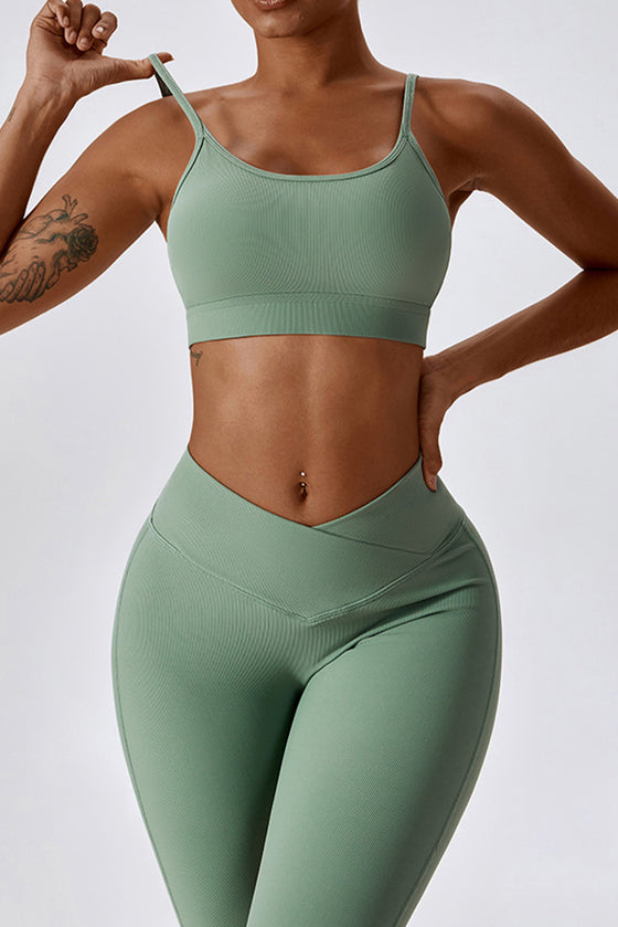 PACK2611634-P1109-1, Grass Green Active Bra and Arched Leggings Active Workout Set