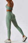 PACK2611634-P1109-1, Grass Green Active Bra and Arched Leggings Active Workout Set