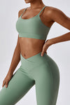 PACK2611634-P1109-1, Grass Green Active Bra and Arched Leggings Active Workout Set