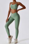 PACK2611634-P1109-1, Grass Green Active Bra and Arched Leggings Active Workout Set