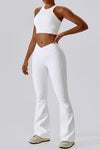 PACK2611635-P1-1, White Active Push up Bra and Arched Flare Pants Workout Set