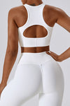 PACK2611635-P1-1, White Active Push up Bra and Arched Flare Pants Workout Set