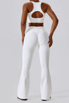 PACK2611635-P1-1, White Active Push up Bra and Arched Flare Pants Workout Set