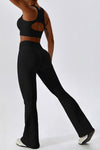 PACK2611635-P2-1, Black Active Push up Bra and Arched Flare Pants Workout Set