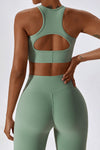 PACK2611635-P1109-1, Grass Green Active Push up Bra and Arched Flare Pants Workout Set