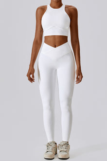  PACK2611636-P1-1, White Active Push up Bra and Arched Leggings Workout Set
