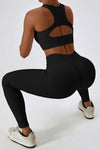 PACK2611636-P2-1, Black Active Push up Bra and Arched Leggings Workout Set