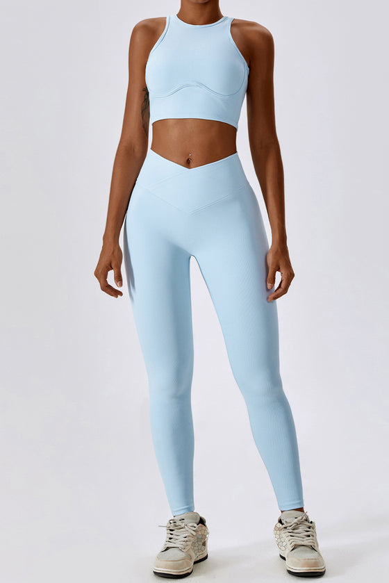 PACK2611636-P804-1, Beau Blue Active Push up Bra and Arched Leggings Workout Set