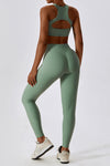 PACK2611636-P1109-1, Grass Green Active Push up Bra and Arched Leggings Workout Set