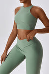 PACK2611636-P1109-1, Grass Green Active Push up Bra and Arched Leggings Workout Set