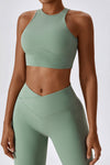 PACK2611636-P1109-1, Grass Green Active Push up Bra and Arched Leggings Workout Set