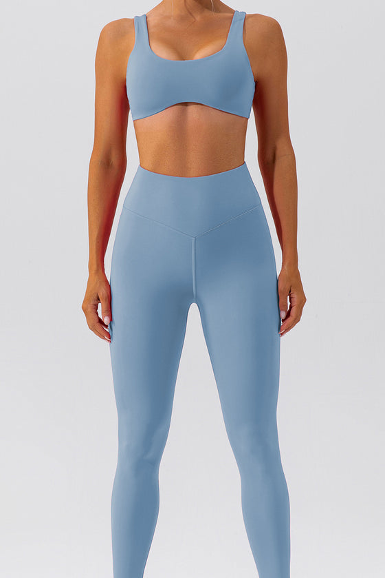 PACK2611637-P704-1, Dusk Blue Solid Color Active Bra and High Waist Leggings Workout Set