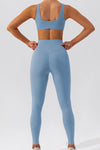 PACK2611637-P704-1, Dusk Blue Solid Color Active Bra and High Waist Leggings Workout Set