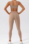 PACK2611637-P4016-1, Light French Beige Solid Color Active Bra and High Waist Leggings Workout Set