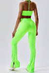 PACK2611642-P809-1, Light Green T-back Yoga Bra Gym Split Leg Pants Set