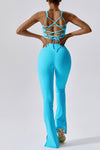 PACK2611640-P4-1, Light Blue Ribbed U Neck Cropped Tank and Split Leggings Set