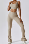 PACK2611640-P7016-1, Smoke Gray Ribbed U Neck Cropped Tank and Split Leggings Set