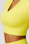PACK2611639-P7-1, Yellow Long Sleeve Crop Top and Flare Pants Workout Set
