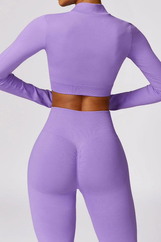 PACK2611639-P208-1, Wisteria Long Sleeve Crop Top and Flare Pants Workout Set