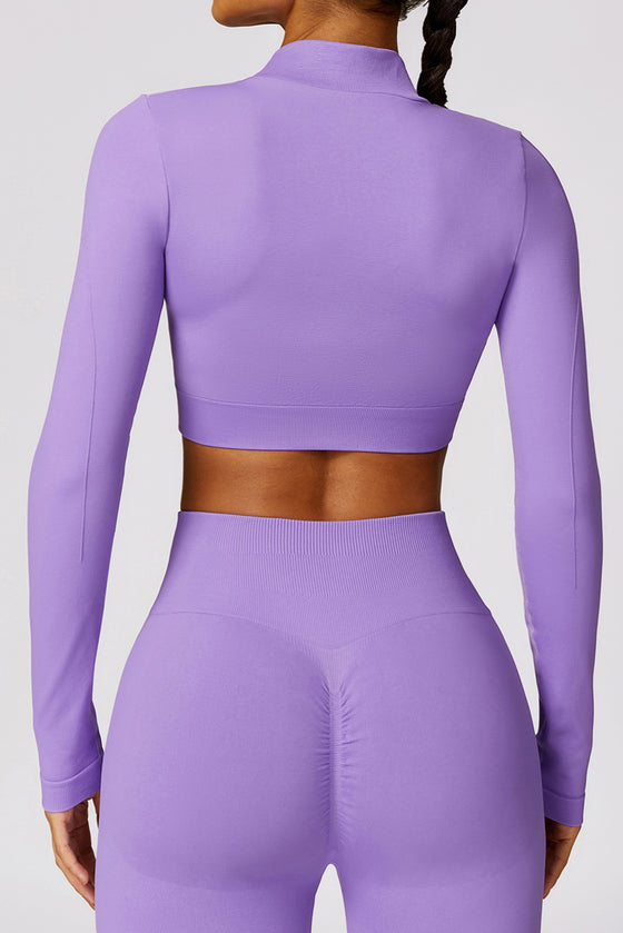 PACK2611639-P208-1, Wisteria Long Sleeve Crop Top and Flare Pants Workout Set