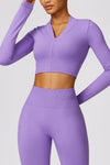 PACK2611639-P208-1, Wisteria Long Sleeve Crop Top and Flare Pants Workout Set