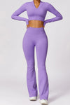 PACK2611639-P208-1, Wisteria Long Sleeve Crop Top and Flare Pants Workout Set