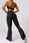 PACK2611638-P2-1, Black Criss Cross Bra and High Waist Flare Pants Active Set