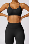 PACK2611638-P2-1, Black Criss Cross Bra and High Waist Flare Pants Active Set